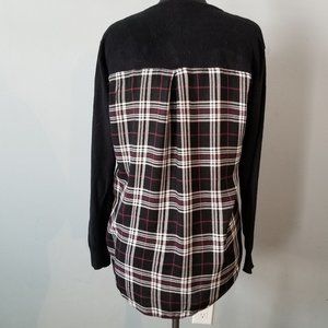 Black, white, and red gingham pattern top